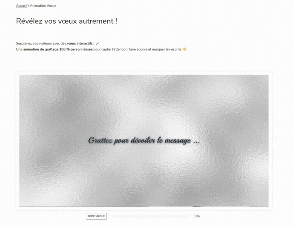 Animation de grattage pour le voeux Animation de grattage pour le voeux