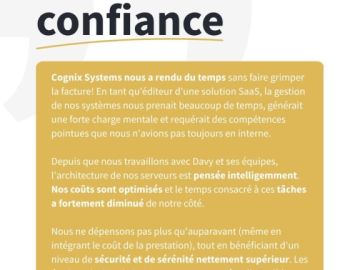 ⭐ Témoignage client - Matthias KARNAY
Cognix Systems nous a rendu du temps sans faire grimper la facture !

Depuis sa collaboration avec Cognix Systems :
-...