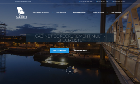 Page d'accueil site internet d'Adeis RH