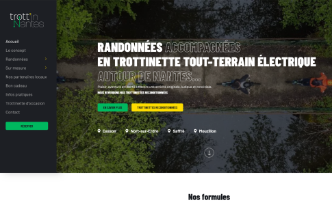 Page d'accueil site internet Trottin Nantes