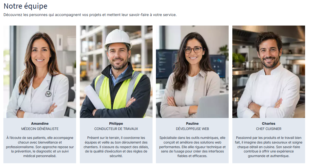 Un exemple de personnalisation de l'option Equipe